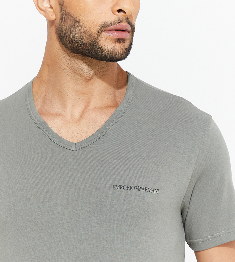 Buy EMPORIO ARMANI Pack Of 2 Knitted V Neck T Shirts In Multiple Colors 6thStreet Bahrain