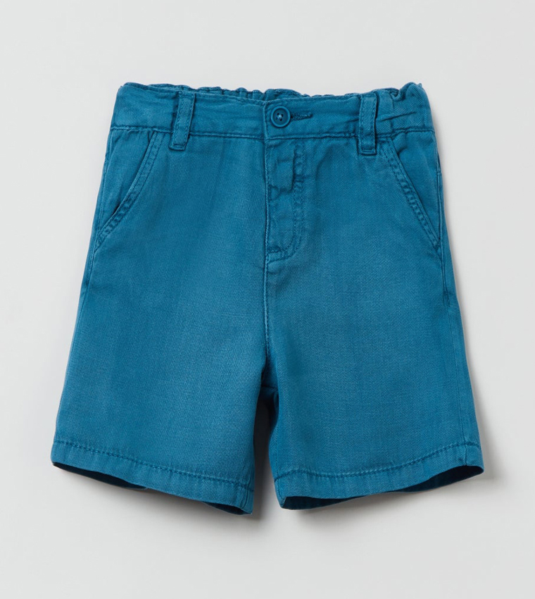 Boy Lyocell & Linen Shorts with Pockets