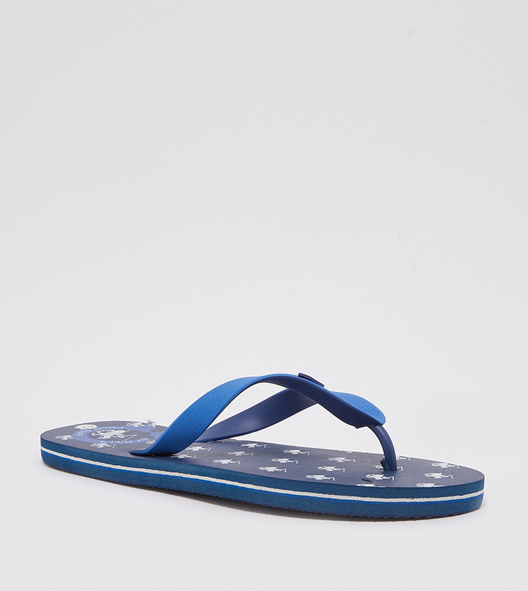 Navy blue flip store flops