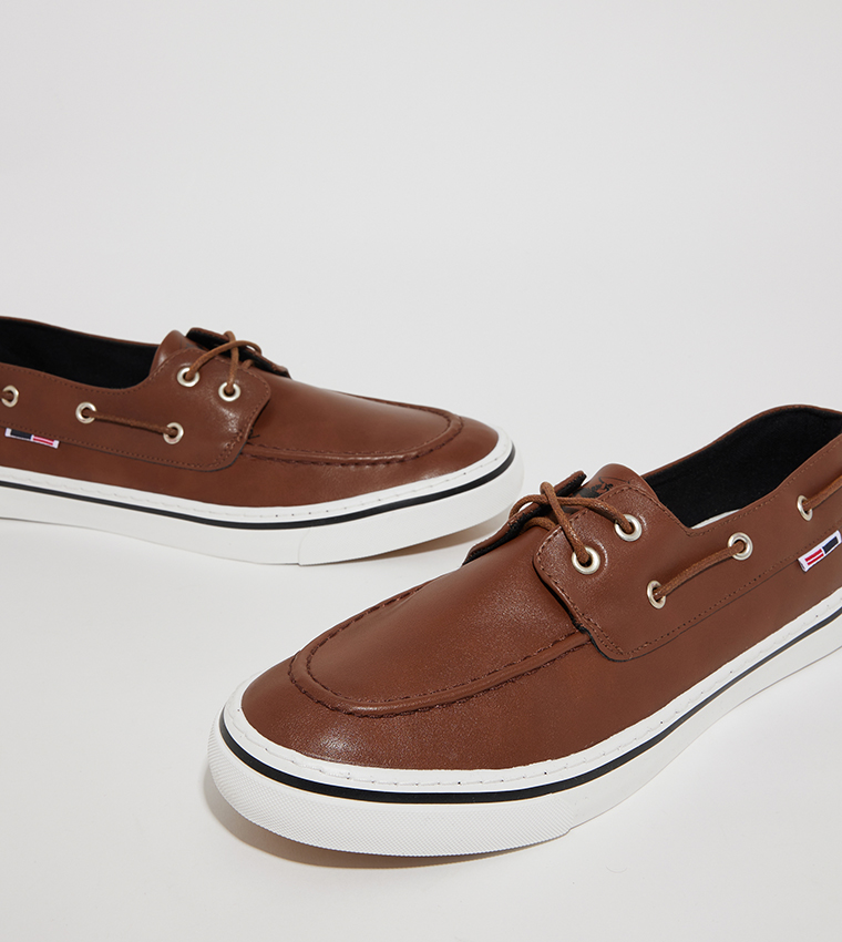Logo Detail Slip-On Boat Shoes