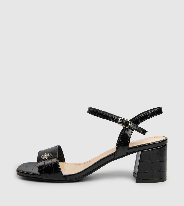Textured Ankle Loop Heeled Sneakers