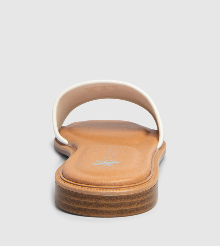 Logo Detail Open Toe Flat Sandals