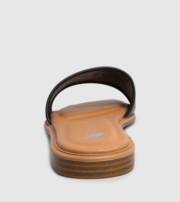 Logo Detail Open Toe Flat Sandals