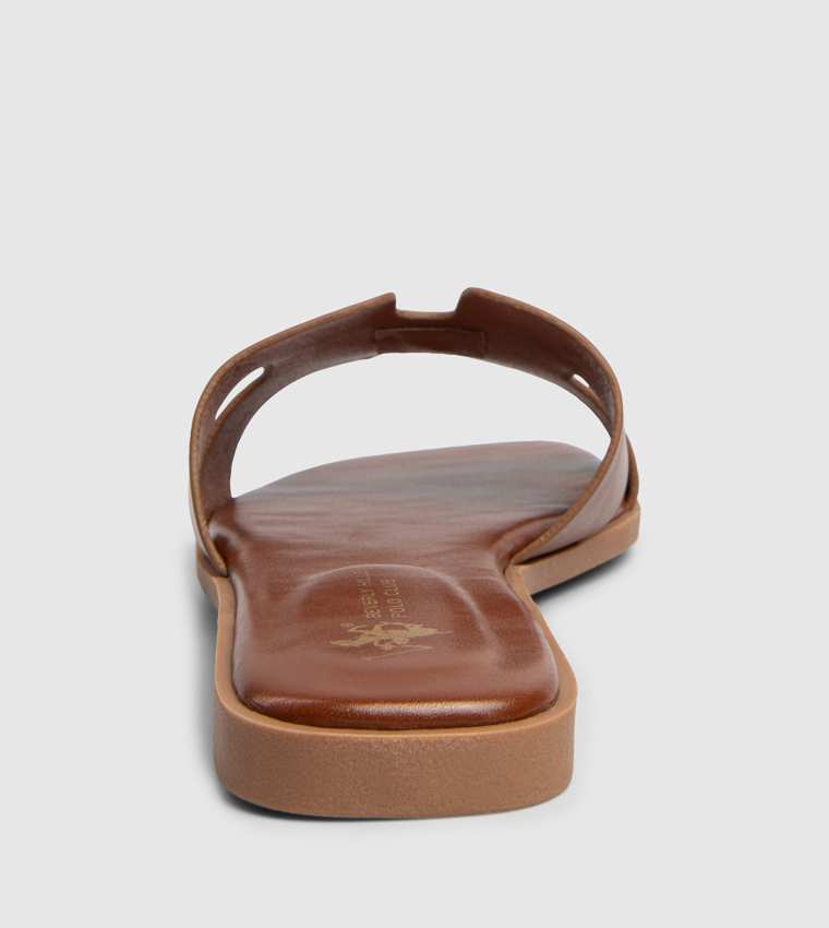 Logo Metal Cut Out Detail Flat Sandals
