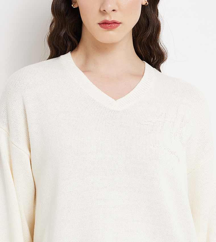 V-Neck Oversized Knitted Sweater
