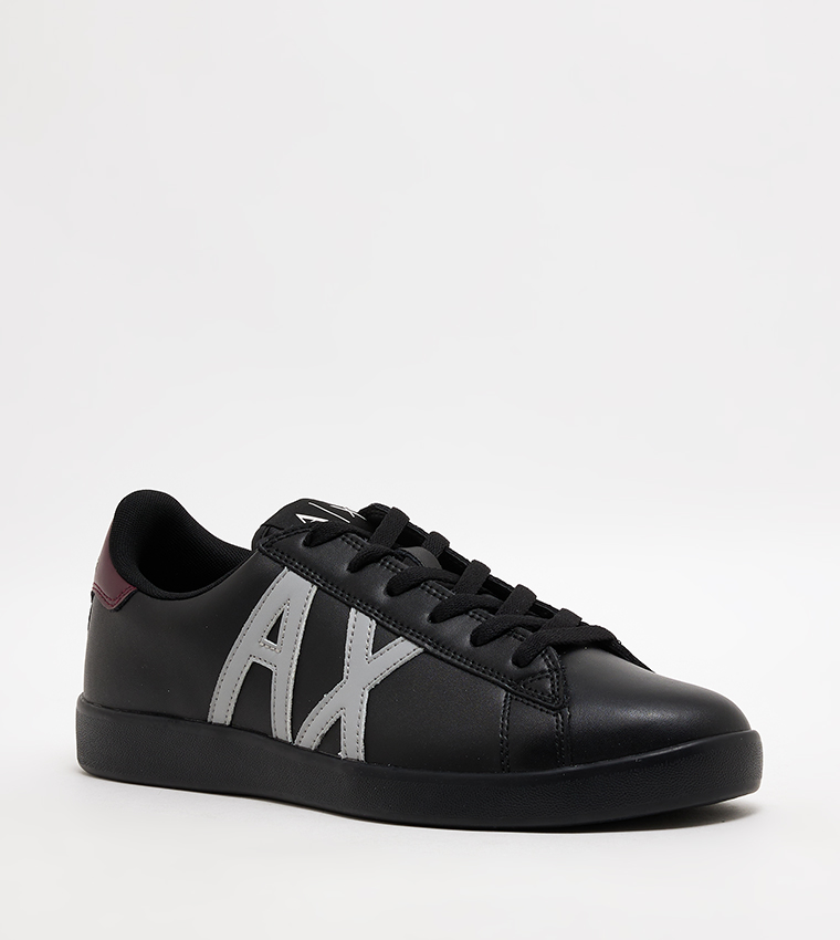 Buy Armani Exchange Logo Detail Low Top Sneakers In Black