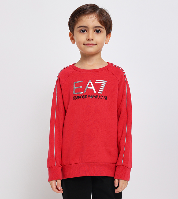 Buy EMPORIO ARMANI Printed Crew Neck Sweatshirt In Red 6thStreet UAE