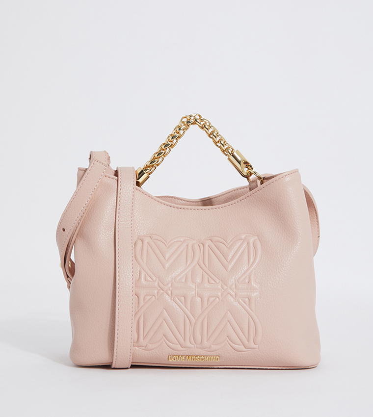 Buy Love Moschino Monogram Embossed Shoulder Bag In Pink