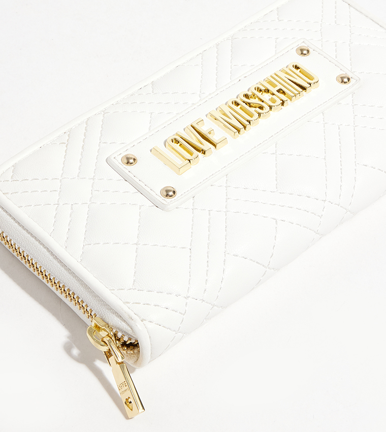 Logo Detail Quilted Long Wallet