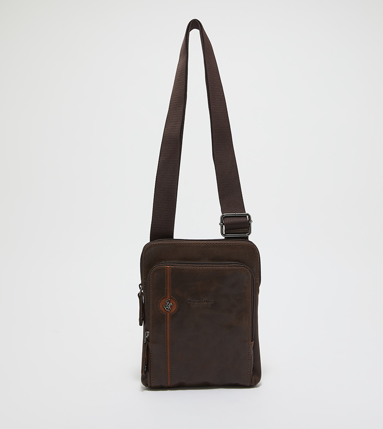 Polo leather messenger online bag