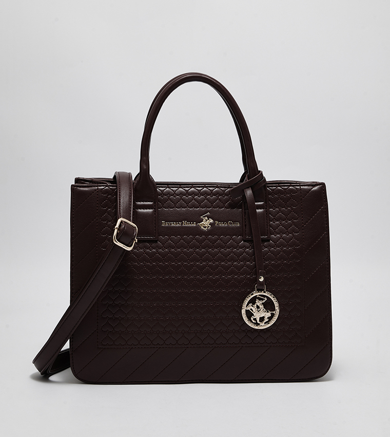 Buy Beverly Hills Polo Club Textured Handheld Bag With Sling In Wine ...