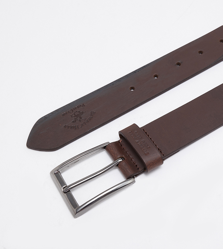 Logo Embossed Leather Belt
