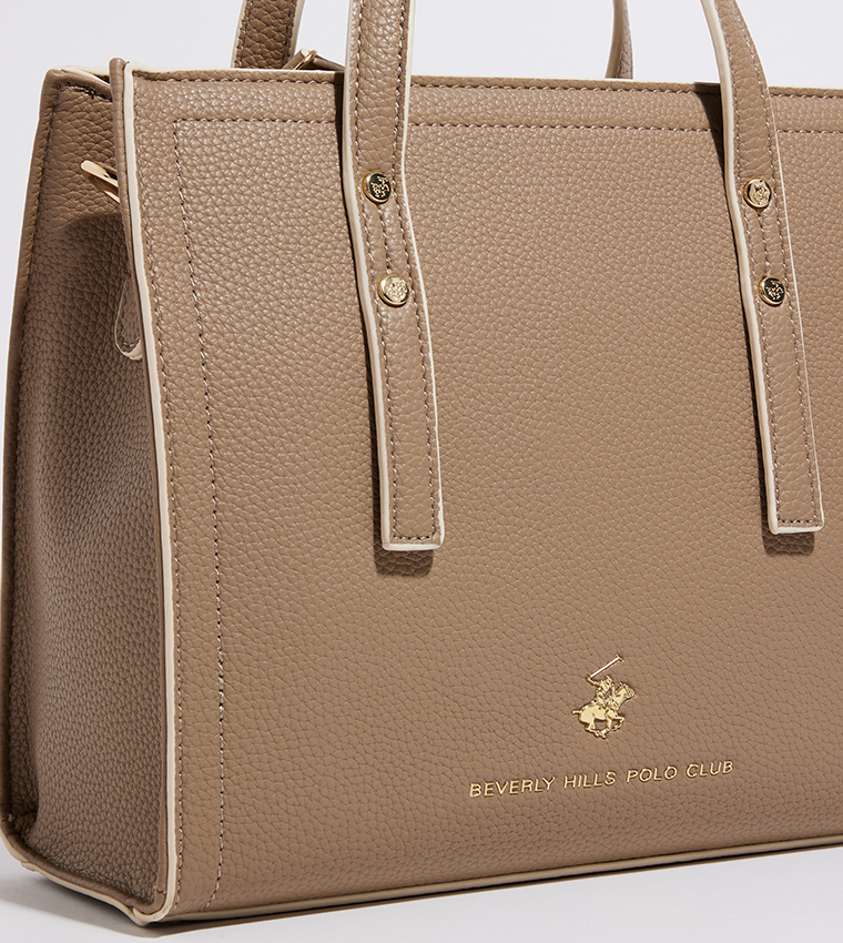Buy Beverly Hills Polo Club Logo Detail Tote Bag In Khaki | 6thStreet UAE