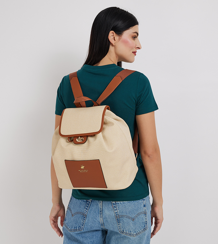 Buy Beverly Hills Polo Club Logo Detail Twist Lock Backpack  display picture 2