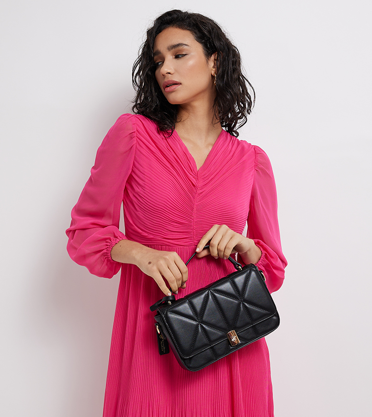 Quilted Flap Closure Crossbody Bag