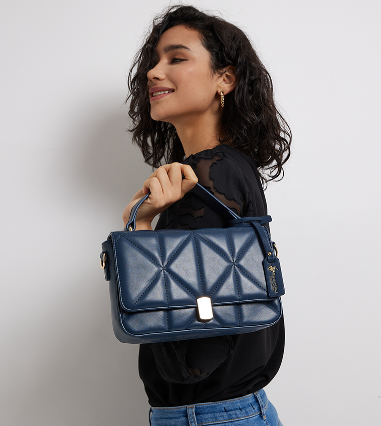 Quilted Flap Closure Crossbody Bag