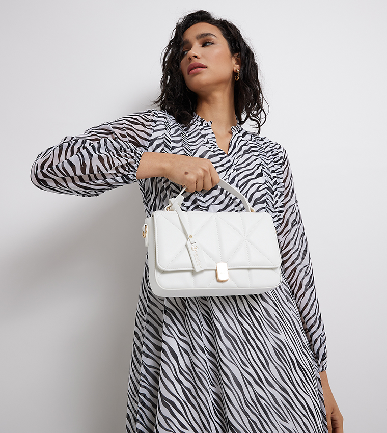 Quilted Flap Closure Crossbody Bag
