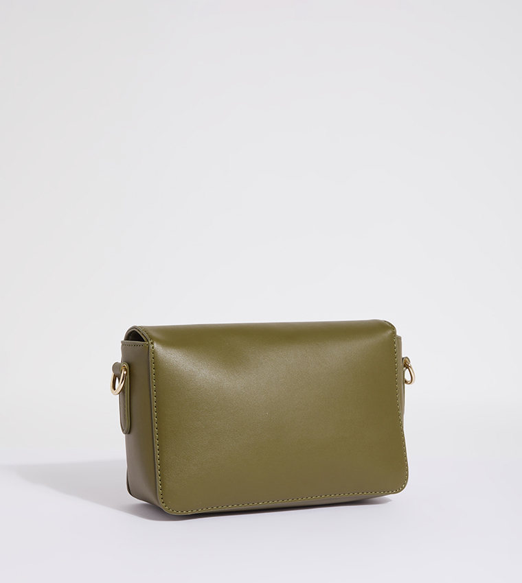 Logo Detail Metal Accent Crossbody Bag