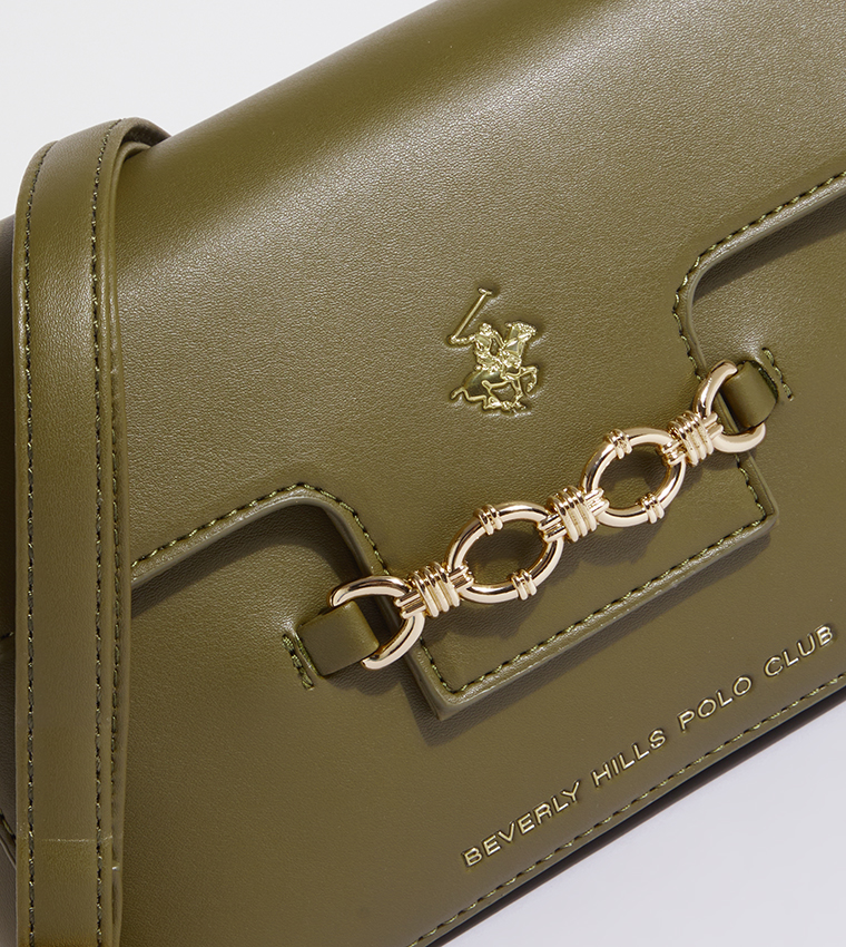 Logo Detail Metal Accent Crossbody Bag