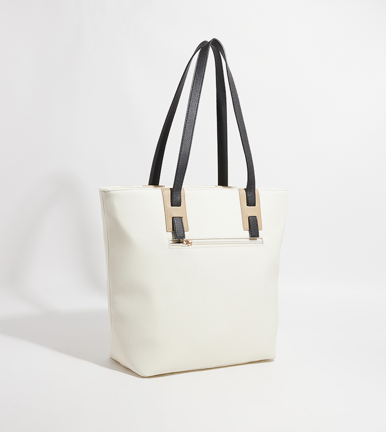 Logo Detail Zippered Tote Bag