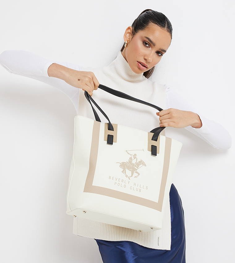 Logo Detail Zippered Tote Bag
