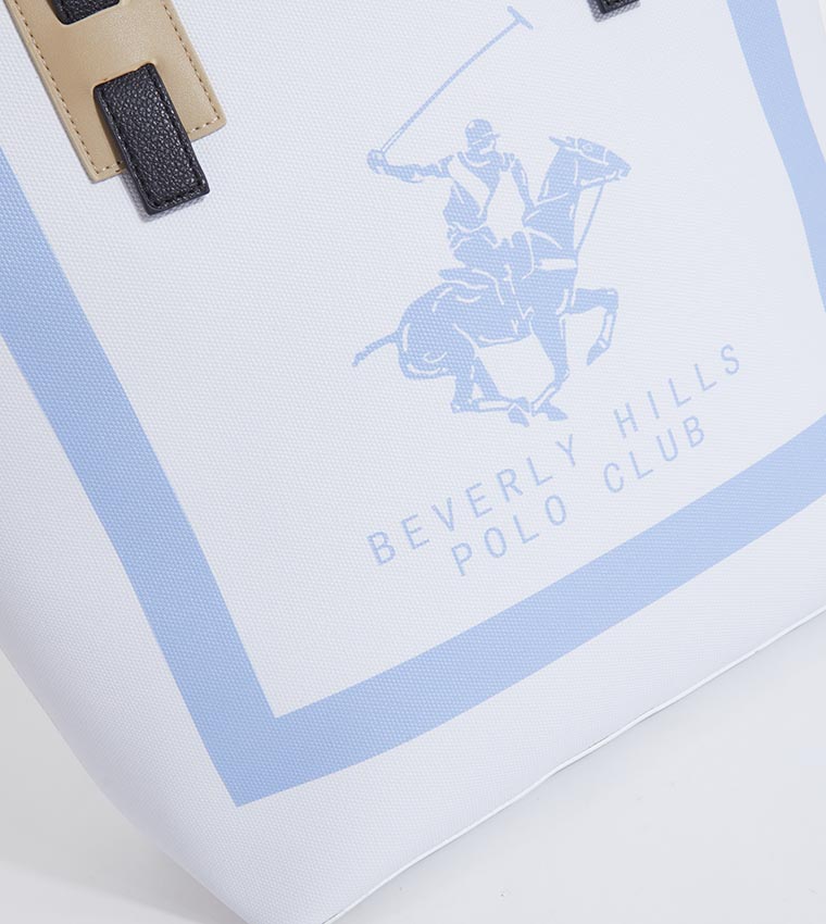 Buy Beverly Hills Polo Club Logo Detail Zippered Tote Bag In Blue ...