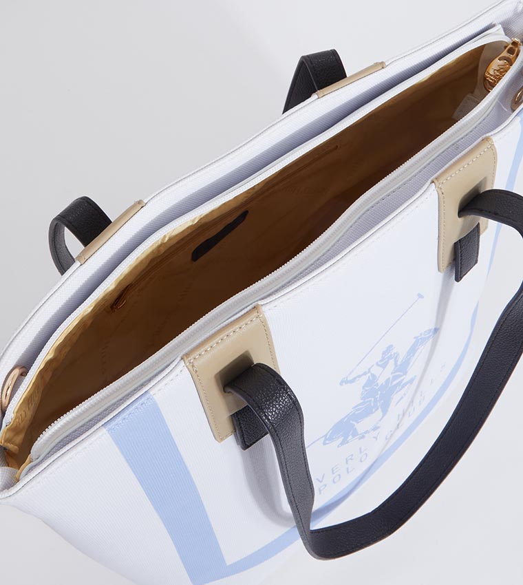 Buy Beverly Hills Polo Club Logo Detail Zippered Tote Bag In Blue ...