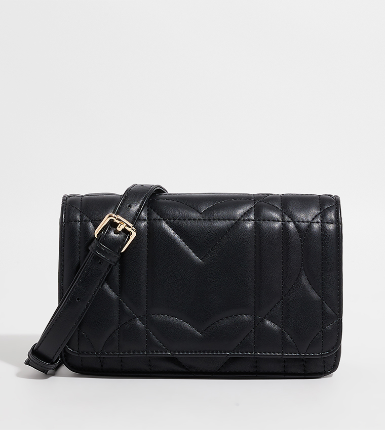 Buy Beverly Hills Polo Club Quilted Flap Crossbody Bag In Black