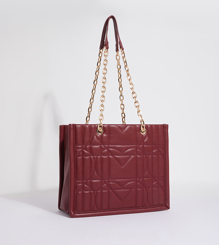 Logo Detail Chain Handle Tote Bag