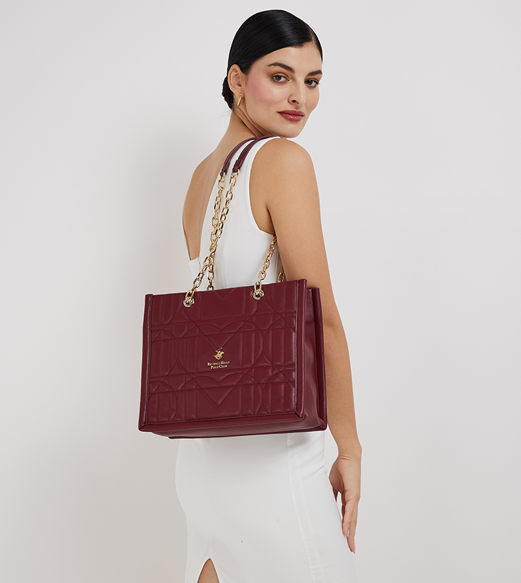 Logo Detail Chain Handle Tote Bag