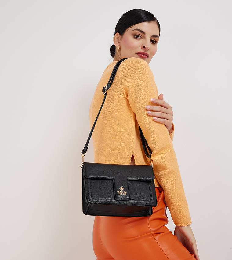 Textured Logo Detail Shoulder Bag