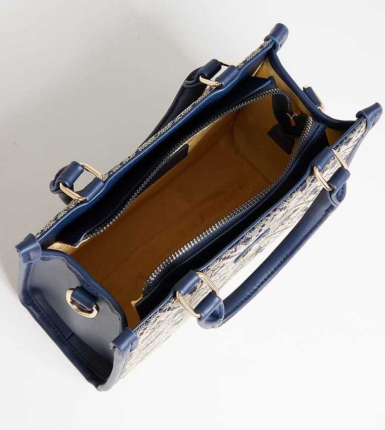 Logo Patterned Satchel Bag