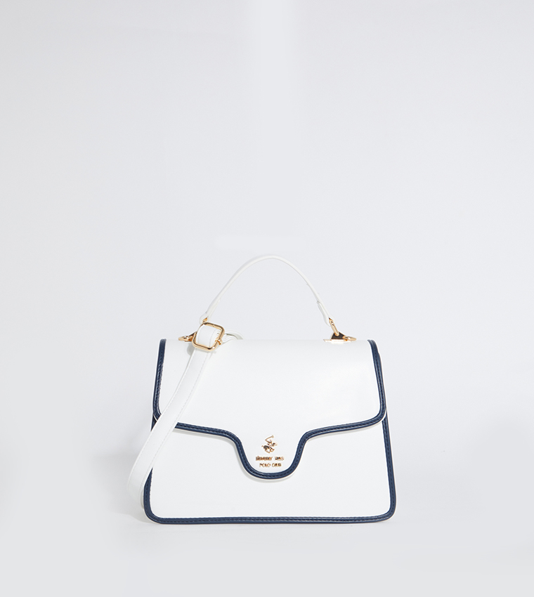 Contrast Trim Top Handle Bag