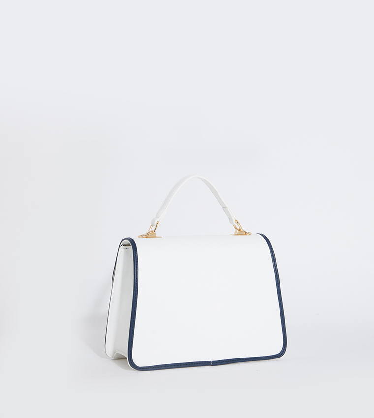 Contrast Trim Top Handle Bag