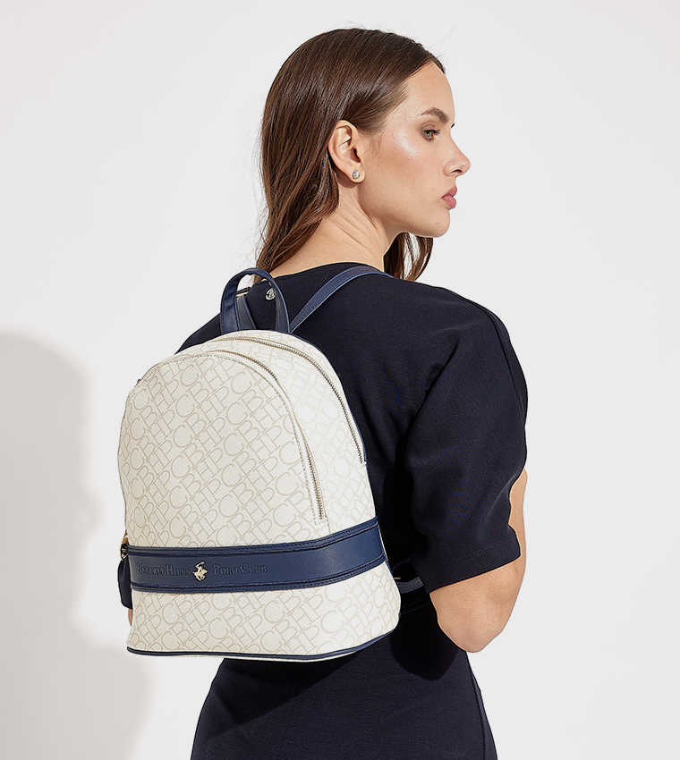 Logo Print Zippered Backpack