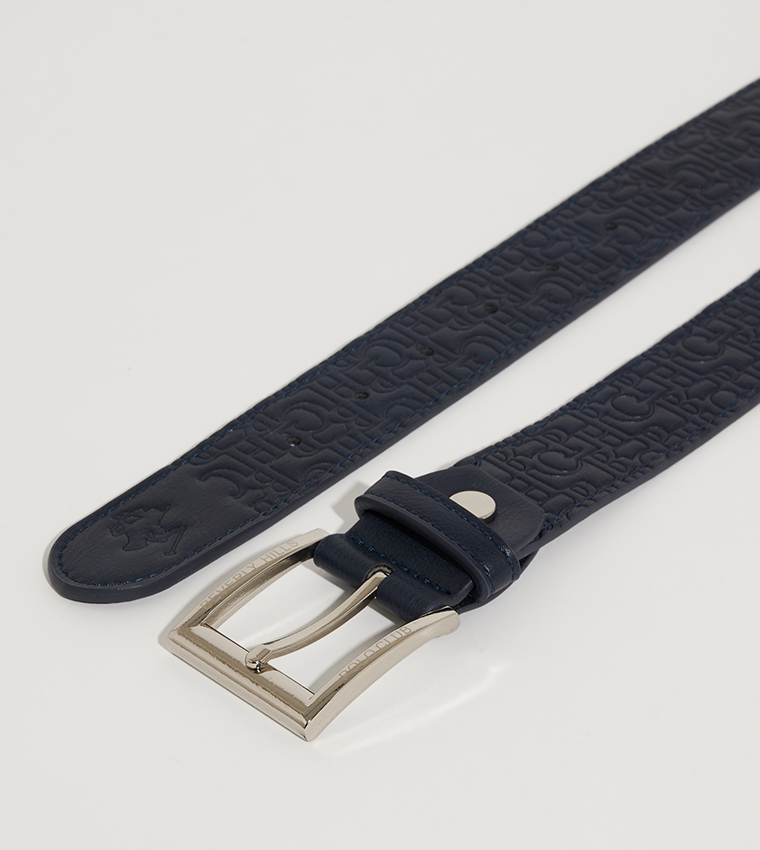 Logo Embossed Buckle Closure Belt