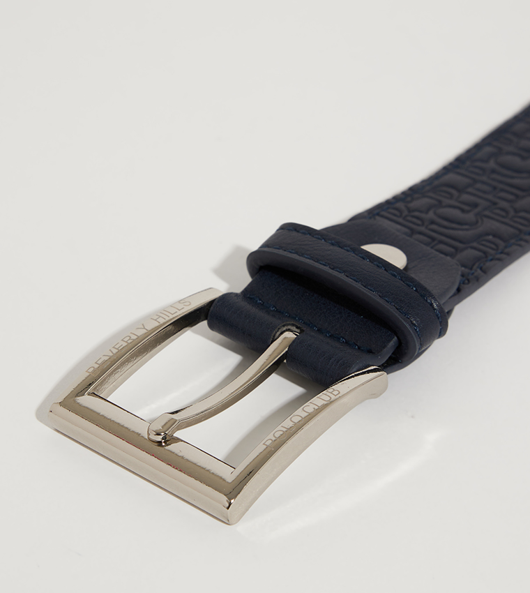 Logo Embossed Buckle Closure Belt