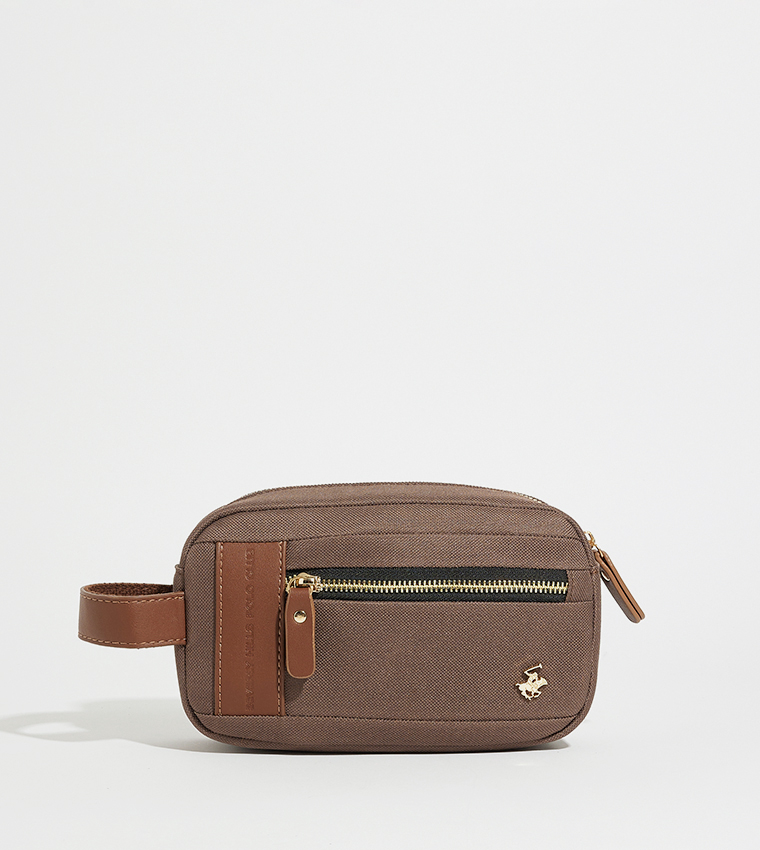 Logo Metal Zippered Toiletry Bag