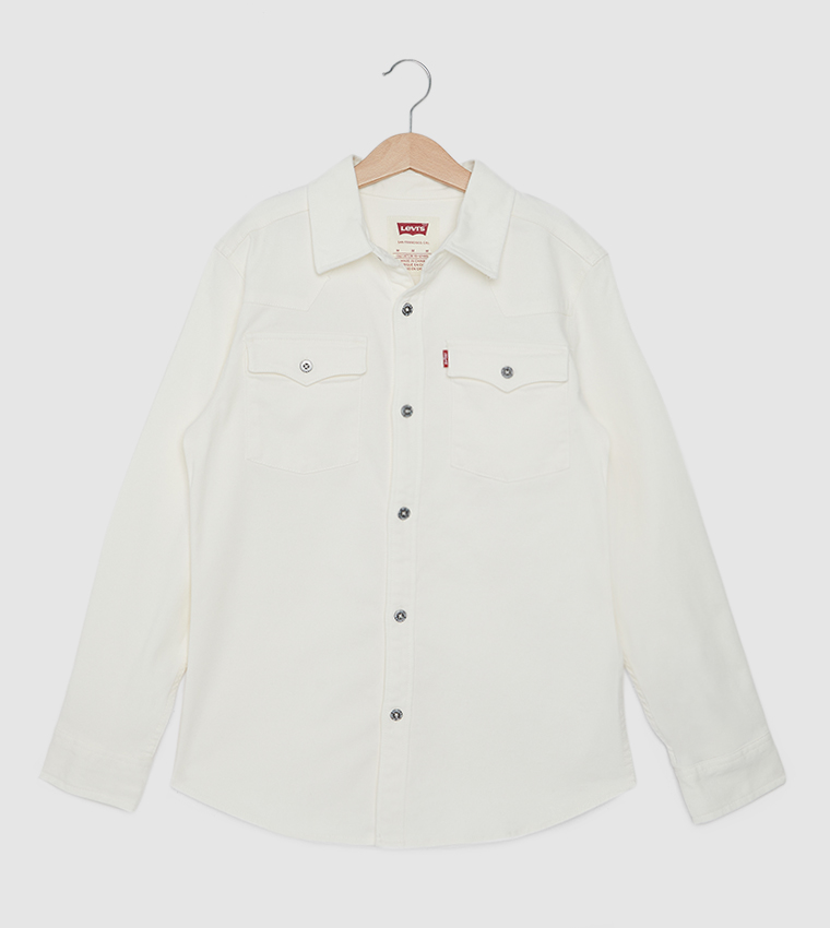 Levi's white hot sale denim shirt mens