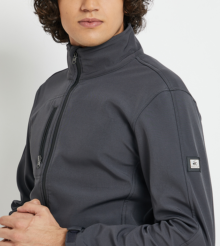Logo Badge Detail Zipper Jacket