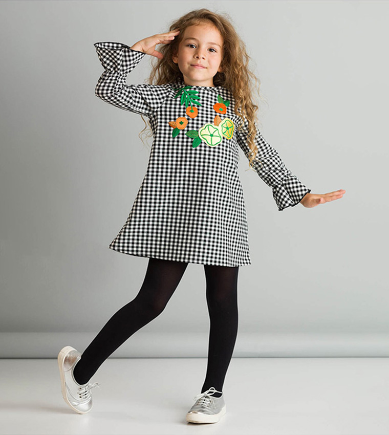 Buy Mushi Floral Applique A Line Dress In Black 6thStreet UAE