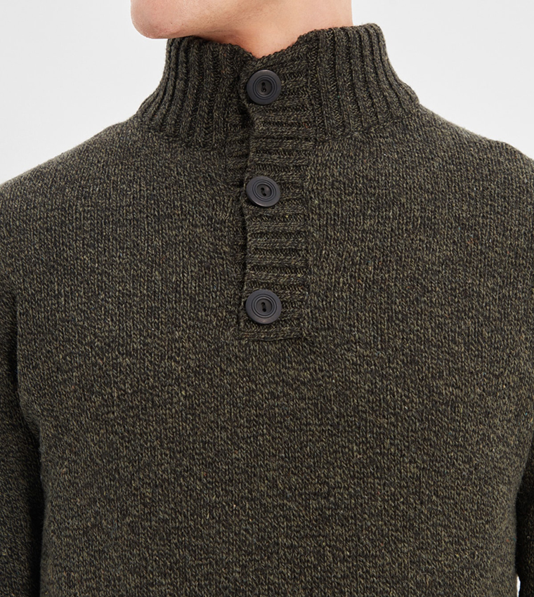 Buy Trendyol Slim Fit Fisherman Sweater In Green | 6thStreet UAE