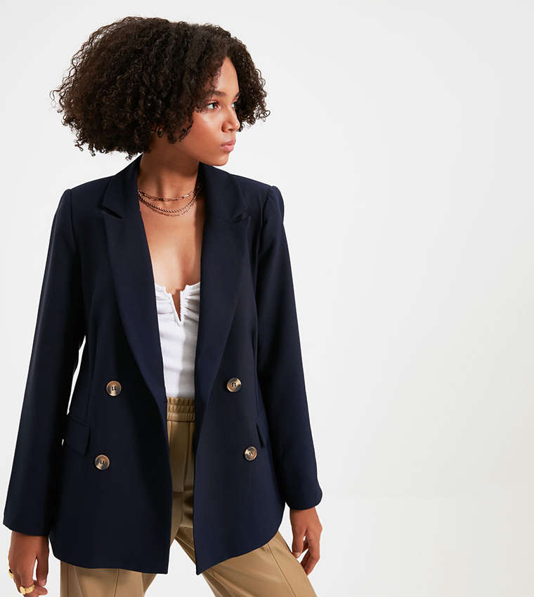 Buy Trendyol Button Blazer Jacket In 