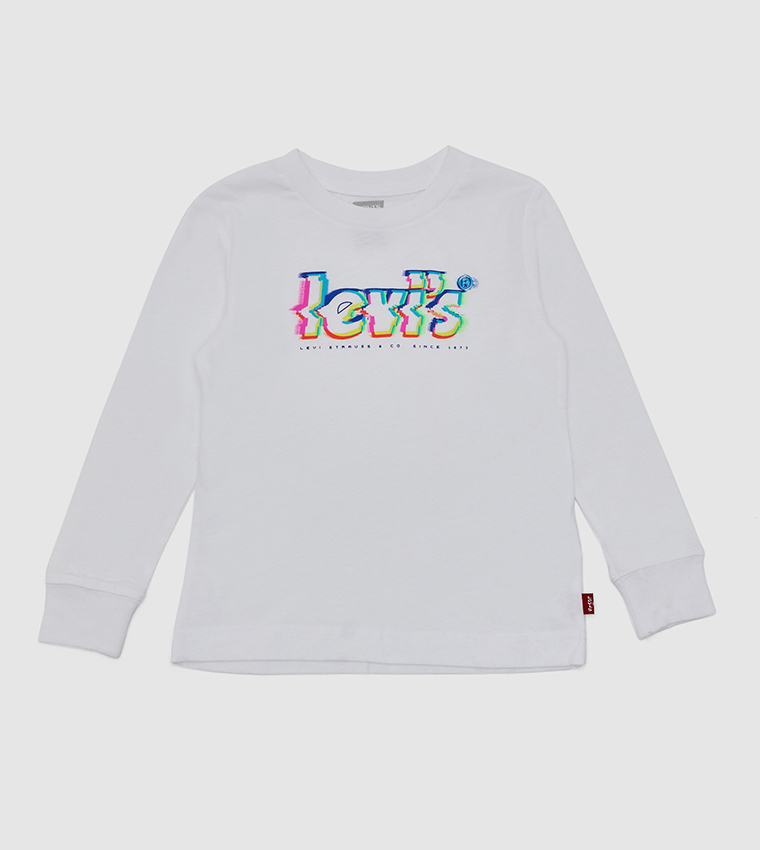 Glitched Logo Printed Long Sleeves T-Shirt