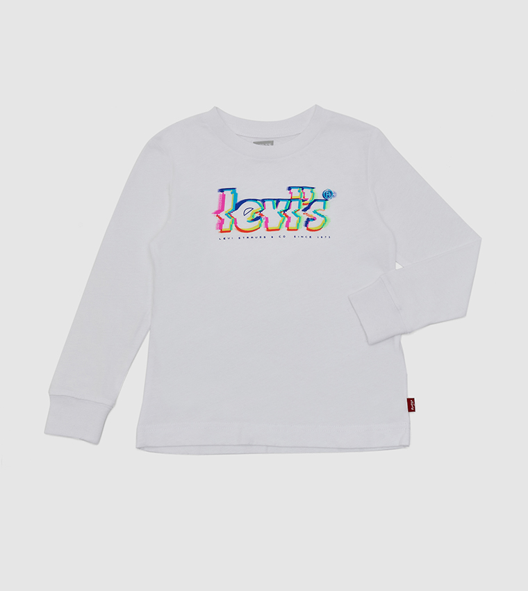 Glitched Logo Printed Long Sleeves T-Shirt