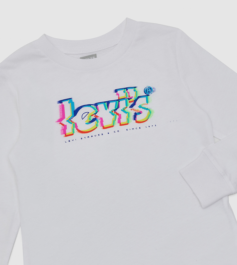 Glitched Logo Printed Long Sleeves T-Shirt
