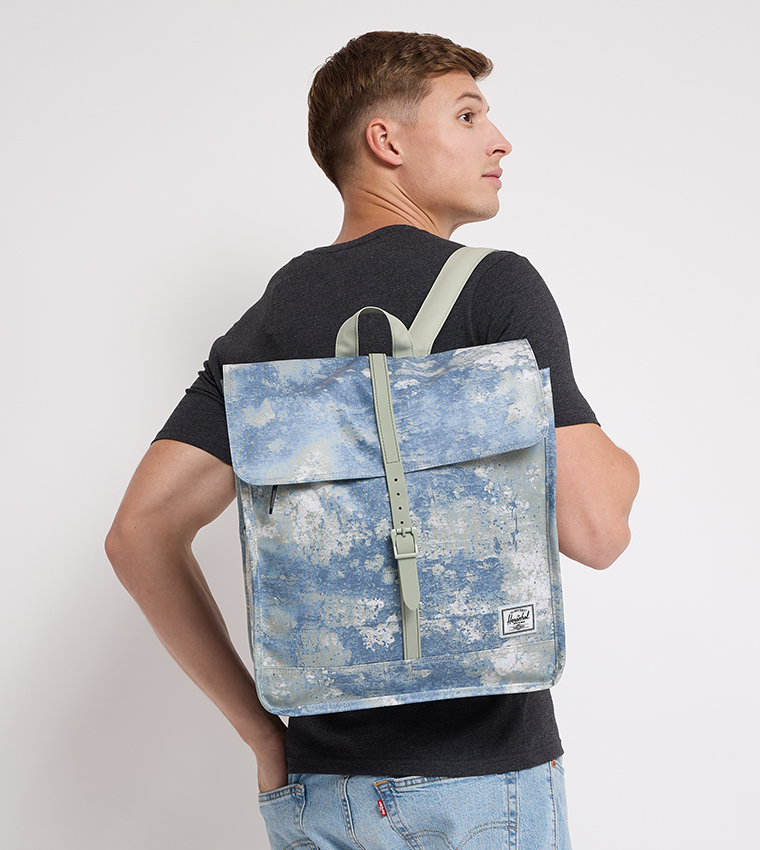 City Patterned Flap Backpack