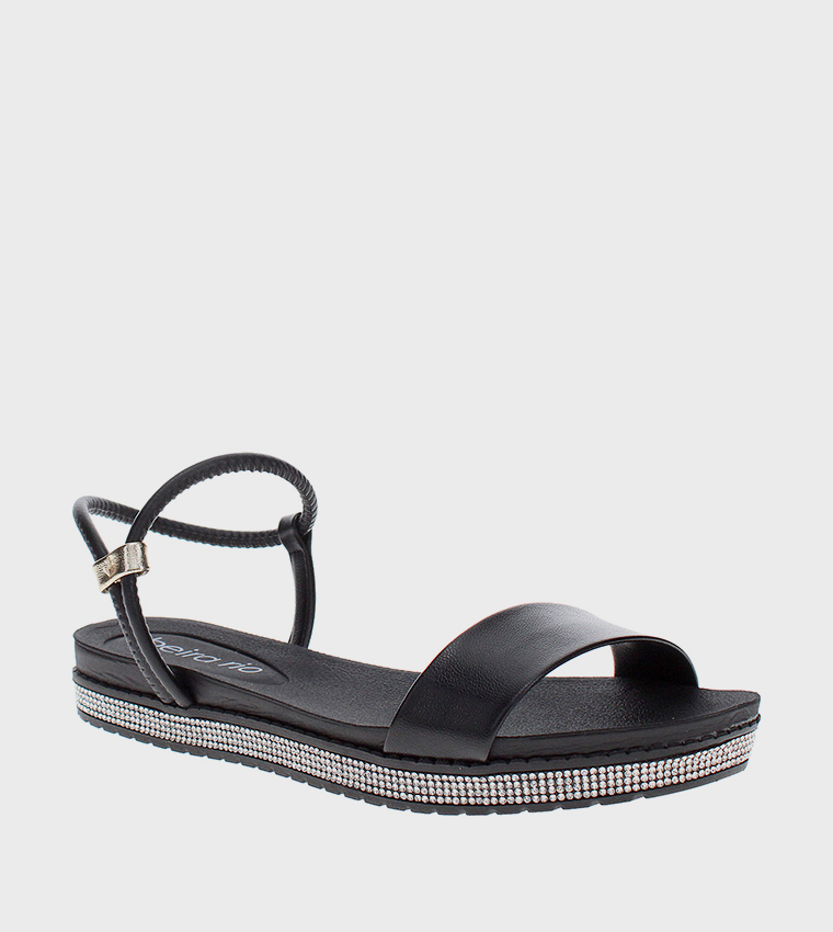 LEOPOLD Embellished Ankle Strap Flat Sandals