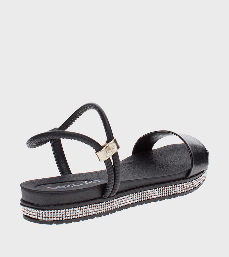 LEOPOLD Embellished Ankle Strap Flat Sandals