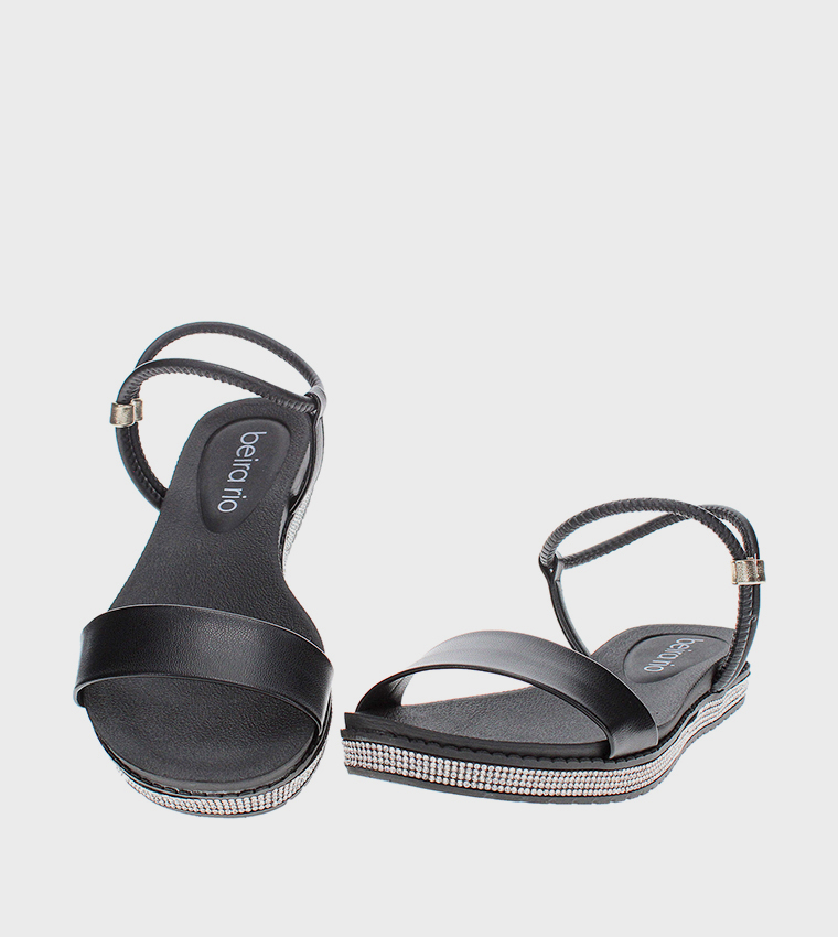 LEOPOLD Embellished Ankle Strap Flat Sandals